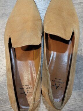 Aquatalia Fianna Cognac Suede Loafers Size 8